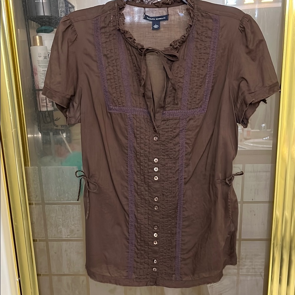 Banana Republic Brown Short Sleeve Blouse